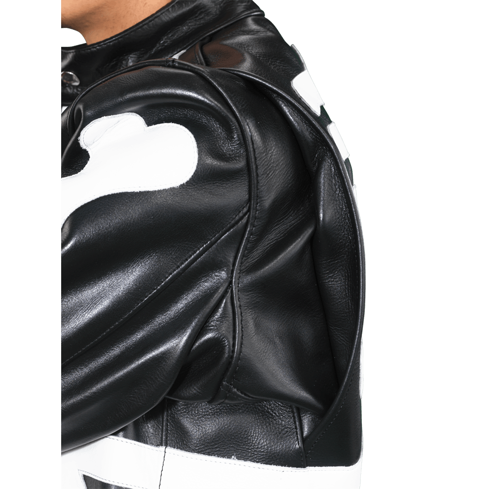 Vanson Leather Model Jacket W/Bones ( Black-White Leather )