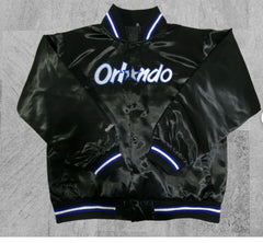 Satin Varsity Jacket NFLL league Orlandoo Floridaa Letterman Black Bomber Jacket Custom Varsity Jackets