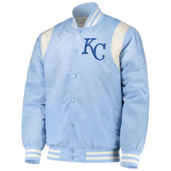 MLB Kansas City Royals Varsity Jacket Satin Jacket Team Varsity Jackets Baseball Jacket Letterman Jackets- Sky Blue