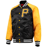 MLB Pittsburgh Pirates Varsity Jacket Satin Jacket Baseball Jacket Team Varsity Jackets Custom Varsity Jackets Letterman Jacket-Black Golden