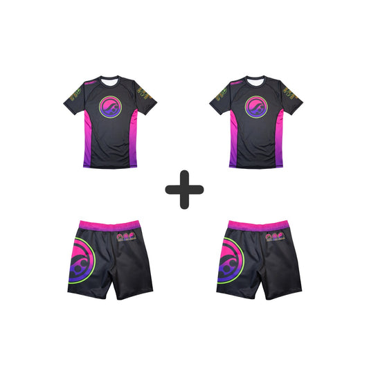 TWO PAIRS Shoyoroll 2019 CS Q1 BJJ and NoGI Shoyoroll Batch 146 BlackSTAR Retro Training Rash guard SS Discount Deal