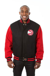 Atlanta Hawks Embroidered Wool Jacket - Black/Red