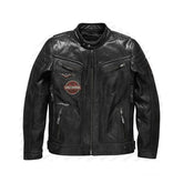 Harley Davidson Embroidery Men Eagle Design Natural Leather Jacket