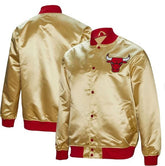 Men's Chicago Bulls Mitchell & Ness Gold Fashion Lightweight Satin Full-Snap Jacket