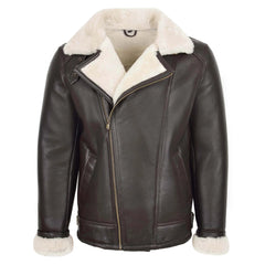 Mens Top Gun Style Sheepskin Jacket Oscar Brown White