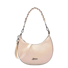 Womens Leather Twist Handle Strap Zip Cross Body Bag SARAH Off White