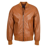 Mens Leather MA-1 Bomber Jacket Ryan Tan
