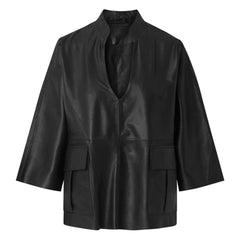 KyleDEP Women’s Nero Genuine Leather Top Black