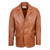 Mens Classic Three Button Soft Leather Blazer David Tan