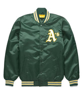 MLB Oakland Athletics Varsity Satin Jackets-Green