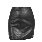 Ladies Leather 16inch Mini Length Pencil Skirt SKT5 Black