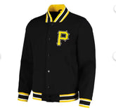 MLB Pittsburgh Pirates Varsity Jacket Black Satin Jacket Custom Varsity Jackets Letterman Jacket Baseball Jackets