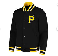 MLB Pittsburgh Pirates Varsity Jacket Black Satin Jacket Custom Varsity Jackets Letterman Jacket Baseball Jackets