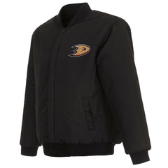 Anaheim Ducks JH Design Reversible Wool Jacket Embroidered Logos - Black