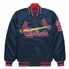 MLB St. Louis Cardinals Varsity Jacket Satin Baseball Jackets Team Varsity Jackets Letterman- Navy Blue