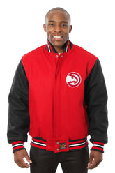 Atlanta Hawks Embroidered Wool Jacket - Red/Black