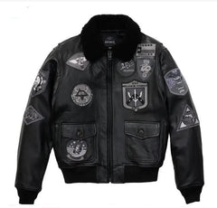 Avirex Black G-1 Bomber men’s Leather Jacket-Black