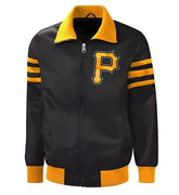 MLB Pittsburgh Pirates Varsity Jacket Black Satin Jacket Letterman Jacket Baseball Jacket Team Varsity Jackets handmade Custom Varsity Jackets