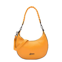 Womens Leather Twist Handle Strap Zip Cross Body Bag SARAH Yellow