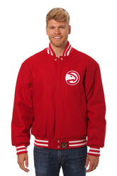 Atlanta Hawks Spacial Embroidered Handmade Wool Jacket - Red
