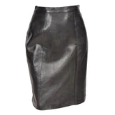 Ladies Leather 22inch Long Knee Length Pencil Skirt SKT1 Black