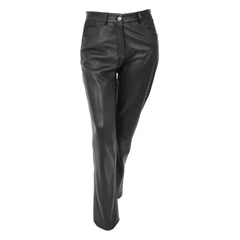 Ladies Leather Slim Fit Trousers Black