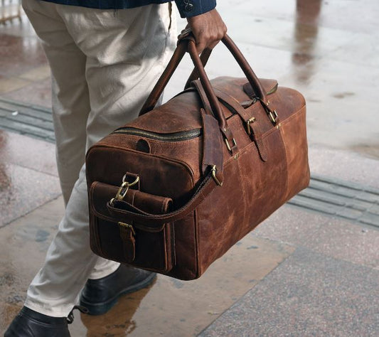 Personalized Full Grain Leather Duffle Bag