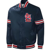 MLB St. Louis Cardinals Varsity Jacket Navy Blue Satin Letterman Jacket Baseball Jacket Custom Varsity Jackets Jackets