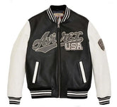 Avirex Script USA Varsity Leather Jacket- Black