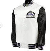 MLB Colorado Rockies Varsity Jacket Satin Jacket Team Varsity Jackets Baseball Jacket Letterman Jacket- White Black