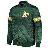 MLB Oakland Athletics Varsity Satin Jacket-Green