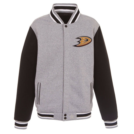 NHL Anaheim DucksTwo-Tone Reversible Fleece Jacket JH Design - Gray/Black