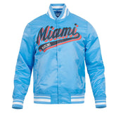 MLB Miami Marlins Varsity Jacket Sky Blue Satin Jacket Letterman Jacket Baseball Jackets