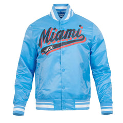 MLB Miami Marlins Varsity Jacket Sky Blue Satin Jacket Letterman Jacket Baseball Jackets