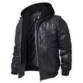 Premium Quality Men’s Real Leather Jacket with Removable Hood