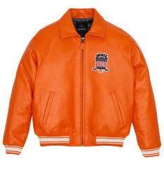 Men's Avirex Leather Jacket Iconic Avirex jacket (Orange )
