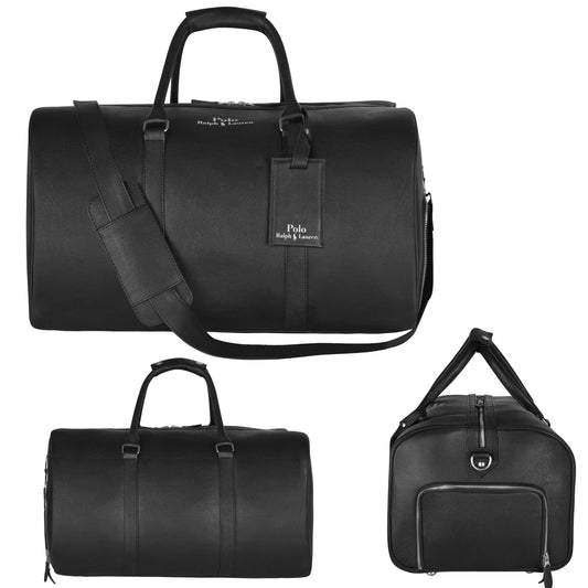 Polo Ralph Lauren Leather Duffle Bag Black Leather with dust Cover