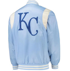 MLB Kansas City Royals Varsity Jacket Satin Jacket Team Varsity Jackets Baseball Jacket Letterman Jackets- Sky Blue