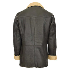 Mens Double Breasted Sheepskin Leather Jacket Theo Brown