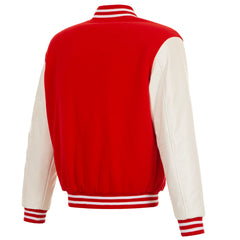 Atlanta Hawks - JH Design Fleece Jacket with Faux Leather Sleeves - Red/White