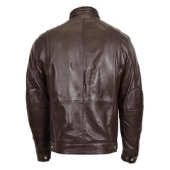 Men’s Standing Collar Leather Jacket Tony Brown