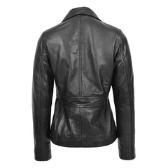 Womens Classic Three Button Leather Blazer Ruth Black