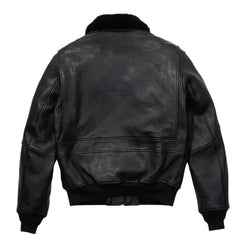 Avirex Black G-1 Bomber men’s Leather Jacket-Black