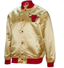Men's Chicago Bulls Mitchell & Ness Gold Fashion Lightweight Satin Full-Snap Jacket