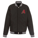 Arizona Diamondbacks - JH Design Reversible Fleece with Faux Leather Sleeves - Black/White