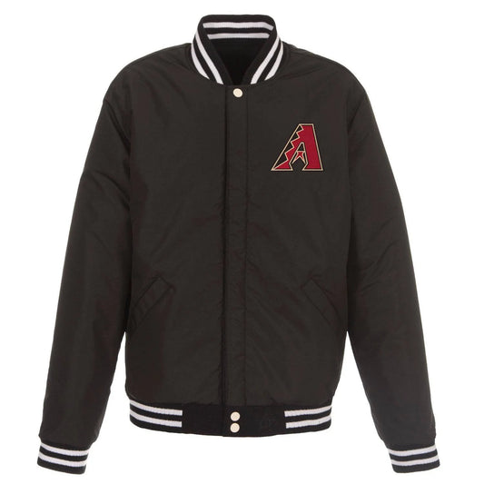 Arizona Diamondbacks - JH Design Reversible Fleece with Faux Leather Sleeves - Black/White