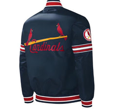 MLB St. Louis Cardinals Varsity Jacket Navy Blue Satin Letterman Jacket Baseball Jacket Custom Varsity Jackets Jackets