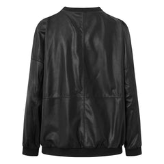 Sporty Kendra Long-Sleeved Women’s Genuine Leather Top Nero Black