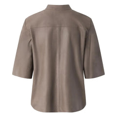 Soft High Quality Women’s Nero Leather Shirt Mud Grey