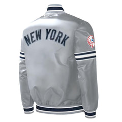 MLB New York Yankees Varsity Jacket Satin Team Varsity Jackets Baseball Jacket- Silver